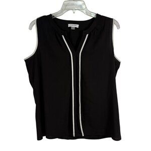 Calvin Klein Women's Size Medium Sleeveless Top Black White Accent Stripe